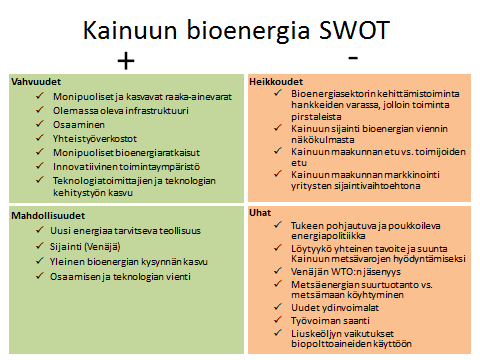 7 Kuva 3. Kainuun bioenergia SWOT.