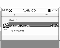 Infotainment-järjestelmä 139 Erityyppistä materiaalia (audioraitoja ja pakattuja tiedostoja, esim.mp3) sisältävien CD-levyjen kohdalla audioraidat ja pakatut tiedostot voidaan toistaa erikseen.