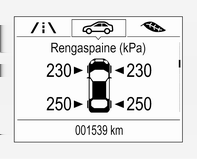 Valitse Renkaiden kuormitus -sivu Asetukset-valikossa kuljettajan tietokeskuksessa 3 97. Valitse Kevyt, jolloin rengaspaineet ovat mukavimmillaan enintään kolmelle henkilölle.