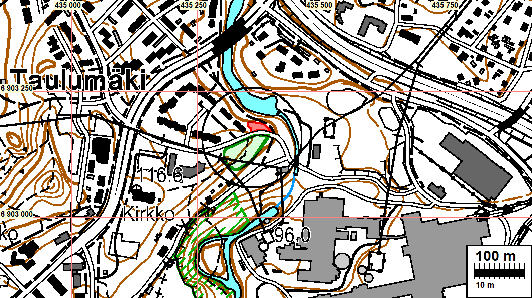 3 Yleiskartat Kartoilla: Tutkimusalue on rajattu ja värjätty vihreällä. Kiinteä muinaisjäännös, kivikautinen asuinpaikka Kankaankatu 16 on rajattu ja värjätty punaisella.