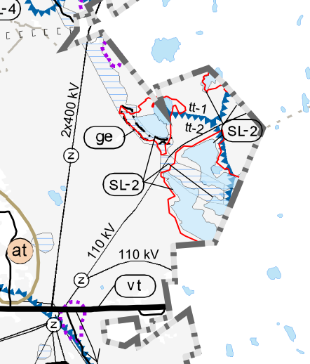 Kuva 35.Ote Etelä-Pohjanmaan maakuntakaavasta. Suunnittelualueen likimääräinen sijainti korostettu punaisella Kuva 36.