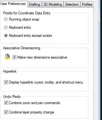 Priority for coordinate data entry Liite 1 25 (40) Tämä kohta kertoo, kumpaa noudatetaan päällekkäisyystilanteissa, object snappiä vai kirjoitettua komentoa.
