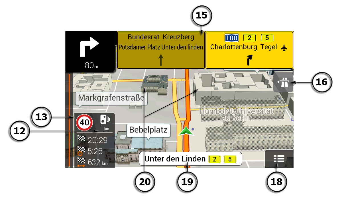 2.3 Navigointinäkymä Navigointinäkymä on Zenec Navigation -ohjelman päänäkymä, jossa suunniteltu reitti näkyy kartalla. Zenec Navigation toimii digitaalisten karttojen kanssa.