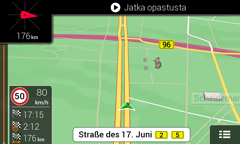 4. Vaihda aloituspisteeksi... -näyttö ilmestyy. Valitse reitin alkamispiste samalla tavalla kuin valitsit määränpään. 5. Näet uuden alkamispisteen kartalla. Napauta.