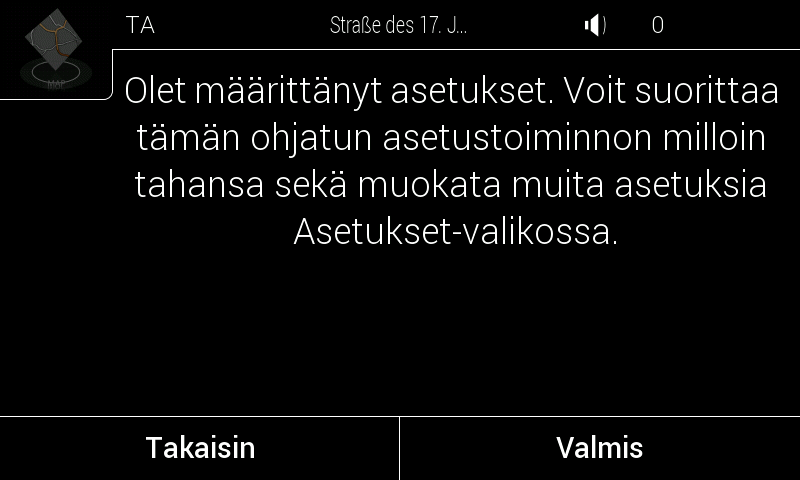 5. Muokkaa tarvittaessa ajan esitysmuotoa ja mittayksikköasetuksia. Voit vaihtaa ne myöhemmin Vyöhykeasetuksissa (sivu 75). Jatka napauttamalla. 6.