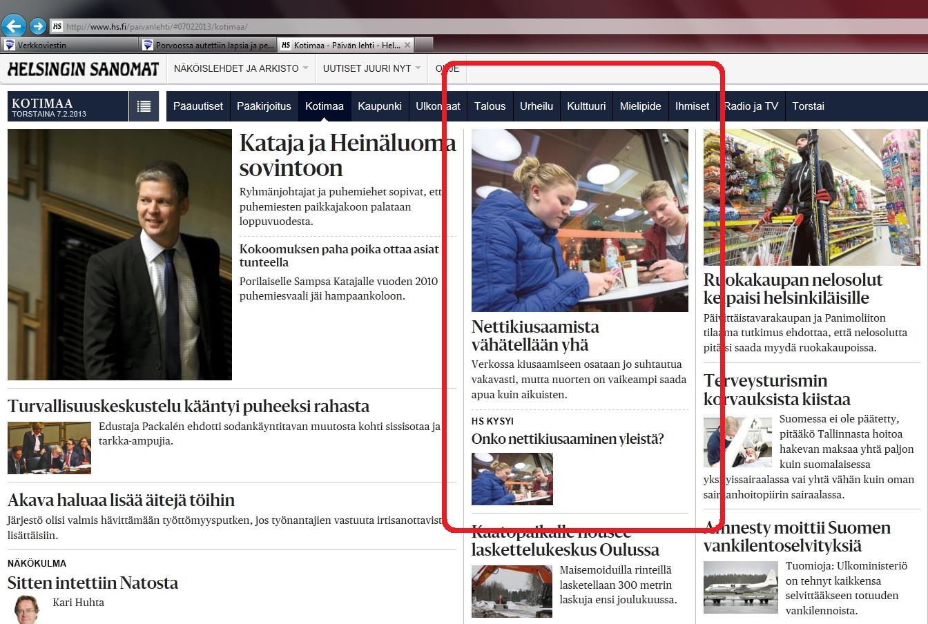 Helsingin Sanomat 7.2.2013 