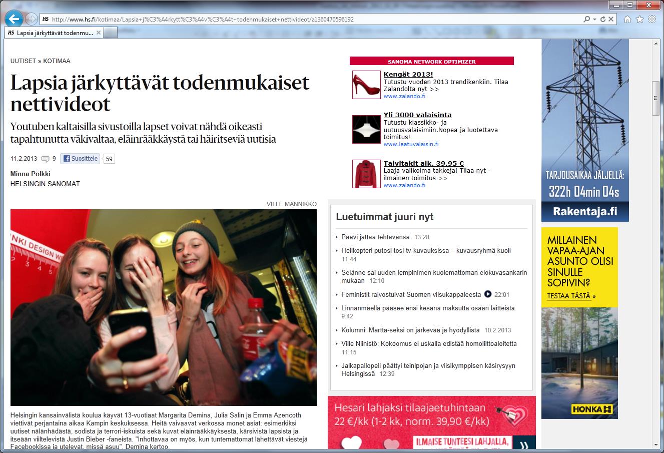 Helsingin Sanomat 11.2.2013 