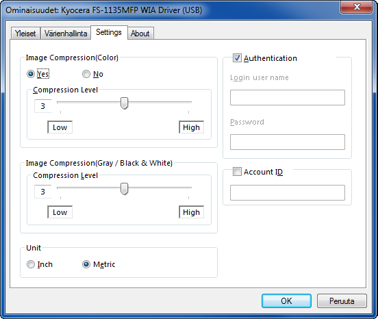 Valmistelut ennen käyttöä WIA-ajurin asetus (Windows Vista, Windows Server 2008 ja Windows 7) Rekisteröi kone WIA-ajuriin.