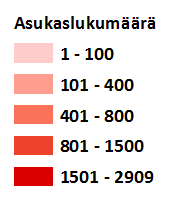 Asukastiheys valuma-alueella Laskettu 500