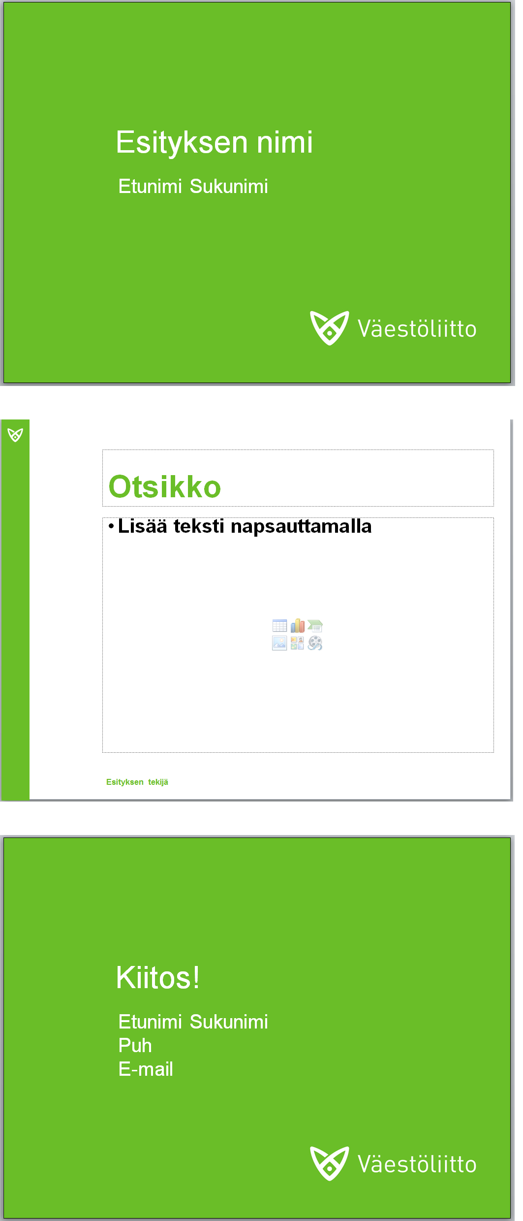 5. LOMAKKEISTO ASIAKIRJAMALLIT Ohessa on esitelty Väestöliiton sähköiset Word- ja Powerpoint-pohjat.