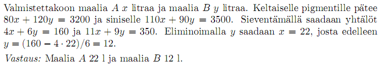 s10/13. Millä vakion a arvolla yhtälöparilla 2x + ( a + 1) y = 5 3x + ( a 2) y = a ei ole ratkaisua? s96/2a. Tasoaluetta rajoittavat suorat x =2, y = x ja y + 3 = 0.