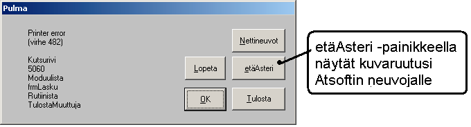 Asteri etätuki (tietokoneen kaukokäyttö) Internetin kautta toimivan Asteri etätuen avulla Atsoftin neuvoja näkee omalla ruudullaan tietokoneesi kuvaruudun ja voi etäkäyttää hiirtäsi ja näppäimistöäsi