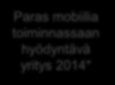 terveystietoja sisältävä potilastietojärjestelmämme on käytössä kaikissa toimipaikoissamme Paras mobiilia toiminnassaan hyödyntävä yritys 2014* Suomen