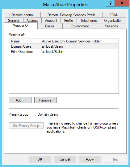 Aram Abdulla Hassan Windows Server 2012 asentaminen ja käyttö 38 Lisää oikeuksia ja