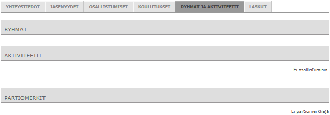 5.5 Ansiomerkit välilehti Tällä välilehdellä tulevat näkymään saadut ansiomerkit. 2.2.2015 ansiomerkkitietoja ei vielä ole siirretty Polusta, joten välilehti on kaikilla tyhjä. 5.