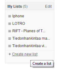 My Lists Pääset tekemään listoja erilaisista aiheista My Library sivulta ja sen