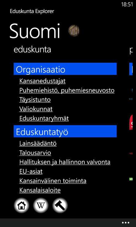 Esimerkkejä sovelluksista Tampereen ruokalistat (koulujen ruokalistasovellus) Kaupungin tulot ja menot listaus potentiaalia