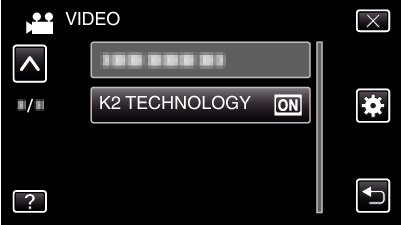 Valikkoasetukset K2 TECHNOLOGY Toistaa lyhyitä tai korkeita ääniä, joita ei voida tallentaa kuvauksen aikana, ja toistaa äänilaadulla, joka on lähellä alkuperäistä Asetus Tiedot OFF ON Poistaa K2