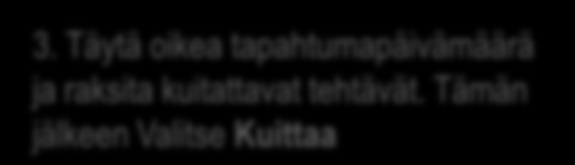 Huoltosuunnitelma 2. Valitse Ota käsittelyyn tai Kuittaa valmiiksi Hakutoiminnot toiminnon kautta pääset suodattamaan huoltoja palvelualueen ja ajan mukaan. 1.