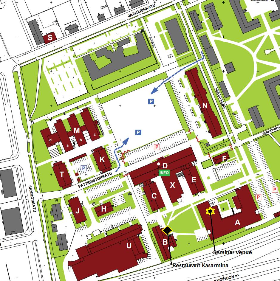 Campus area map with points of