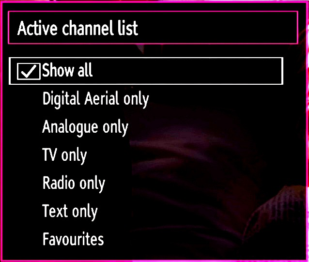 Deleting a Channel You can press GREEN button to tag/untag all channels; YELLOW button to tag/untag channel. Select the channel that you want to delete and select Delete option.