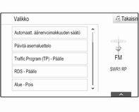 32 Radio RDS:n edut Näytössä näkyy aseman ohjelman nimi sen taajuuden sijasta. Asemahaun aikana Infotainment-järjestelmä virittää vain RDS-asemia.
