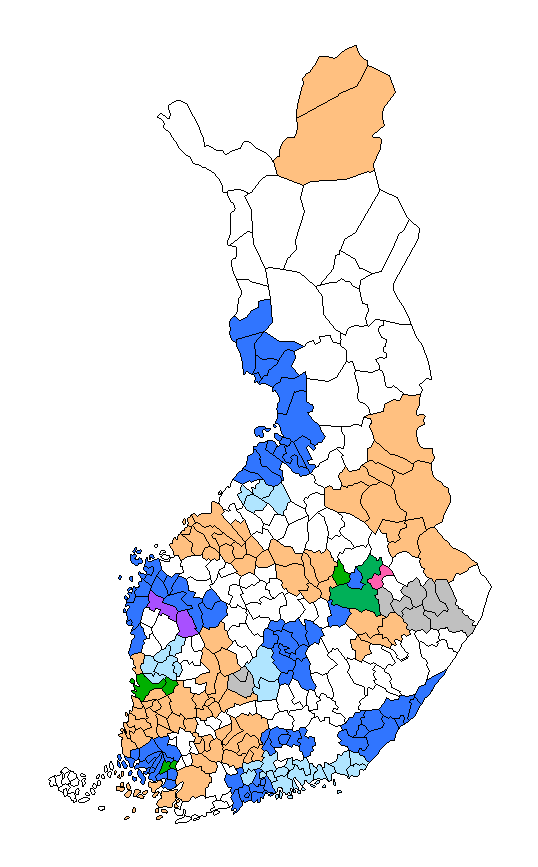 Kuntien yhdistymisselvitykset ja - päätökset Kuntien yhdistyminen 2015 Kuntien yhdistyminen 2016 Kuntien yhdistyminen 2017 Erityinen kuntajakoselvitys käynnissä tai