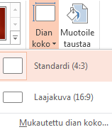 Muutokset teemoihin Uusi oletusdiakoko Kun käytät valmista teemaa ja haluat muuttaa värejä ja fontteja, voit nyt valita suunnittelijan valitsemista teeman muunnelmista joko aloitusnäytöstä tai