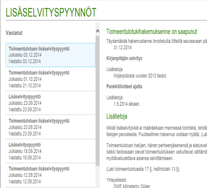 Omapalvelu / Etusivu / Tapahtumat Vastaus lisäselvityspyyntöön