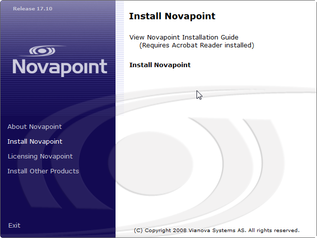 Novapoint ohjelmistoasennus Tällä sivulla on seuraavat vaihtoehdot: View Novapoint Installation Guide avaa englanninkielisen