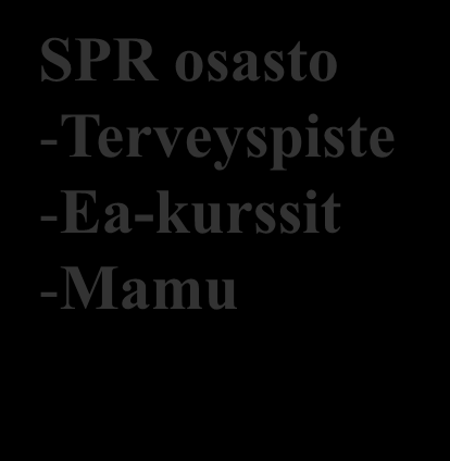 SPR osasto Erään osaston malli toimia Punaisen Ristin periaatteet, toiminta-ajatus, visio, toiminnan arvot Yhteinen arviointi