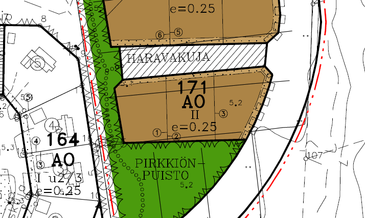 Kaavoitus ja mittaus 15.4.2015 4(7) KORTTELI 171 kaltevuus: 1:2 1:3 a) tiili: savitiilenpunainen b) pelti: konesaumaprofiilinen (esim.