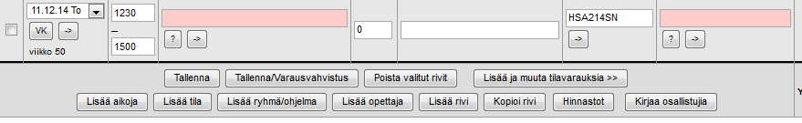 Lisää muutosmahdollisuuksia Mikäli opetuskerralla ei tarvita tilaa tai opettaja ei ole paikalla (itsenäinen työskentely, varaus tarpeen vain opiskelijan kalenterissa), voit