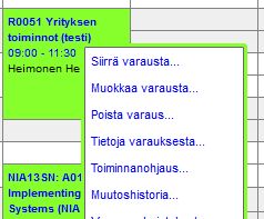 Varauksen poistaminen Helpoin tapa poistaa tarpeettomia varauksia on tehdä se oman kalenterin kautta.