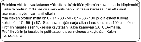 Kulo lumiesteitä liimataan yhdelle siksak rivimetrille kpl siten, että yhdellä siksak rivillä esteet ovat limittäin kahdella eri tasolla.