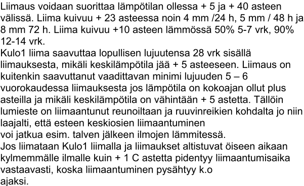 Tärkeää Huomaa liiman määrä Kulo lumiesteitä liimatessa. Oikea liimapaksuus esteen alla takaa liiman kyvyn säilyttää UV-valosuojansa sekä elastisuus on silloin parempi.