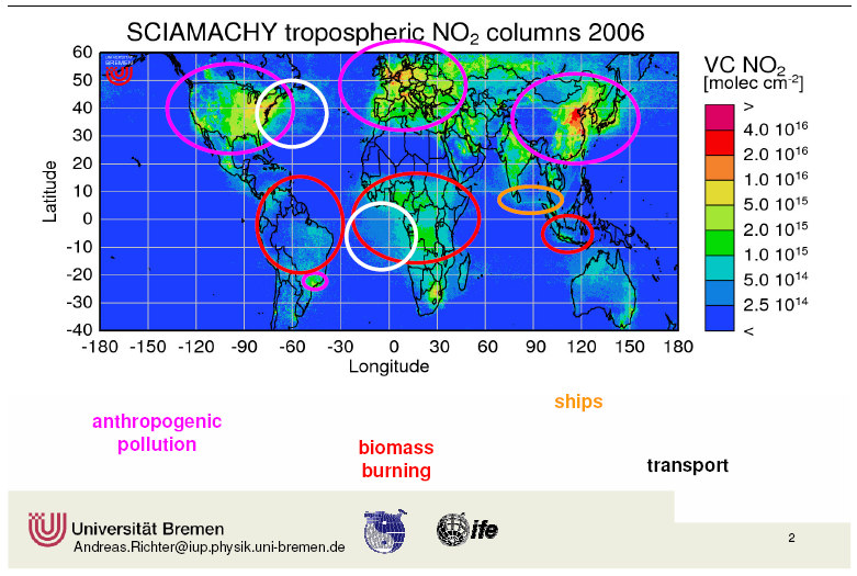 Globaali NO2 satelliitista (SCHIAMACHY) NO2 kaukokartoitus satelliitista Päälähteet