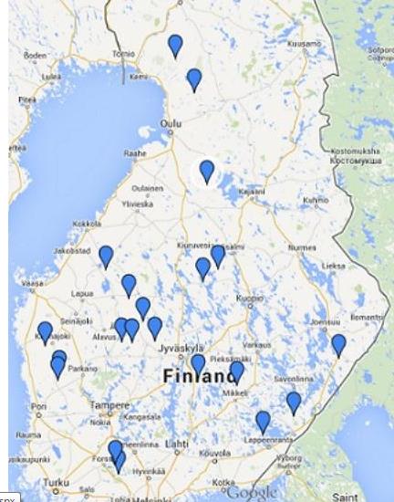 Mittauskohteita nyt 31 eri puolella Suomea Mittaukset käyttöönotettuna 18 kohteessa Tällä hetkellä käyttöönotetut kohteet: Alajärvi, Honkajoki, Joutsa, Kankaanpää, Keitele, Keuruu, Kitee, Mikkeli,