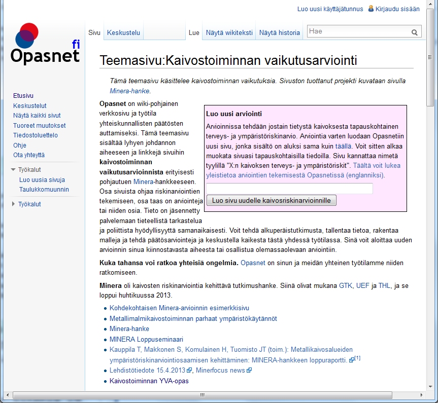 Kaivostoiminnan vaikutusarviointi Opasnet (THL) fi.opasnet.