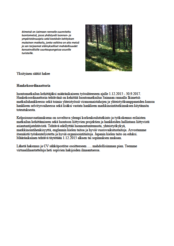 Työpaikkailmoituksen