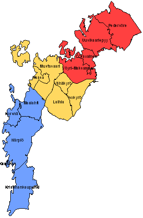 Pohjanmaan pelastuslaitos Pelastusalue Pohjanmaan pelastuslaitos muodostuu 13 kunnan alueesta.