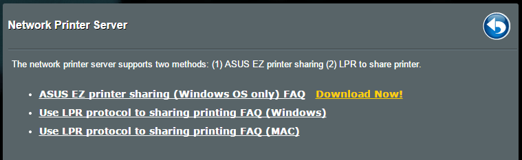 EZ-tulostimen jakamistilan asettaminen: 1. Siirry navigointipaneelista kohtaan General (Yleinen) >USB Application (USB-sovellus) > Network Printer Server (Verkkotulostinpalvelin). 2.