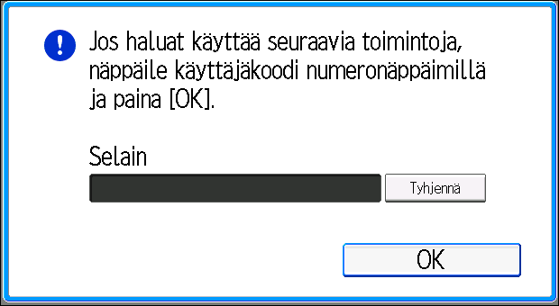 2. Aluksi Laitteelle kirjautuminen Kun todennusnäyttö avautuu Todennusnäyttö avautuu, jos perustodennus, Windows-todennus tai LDAP-todennus on käytössä.