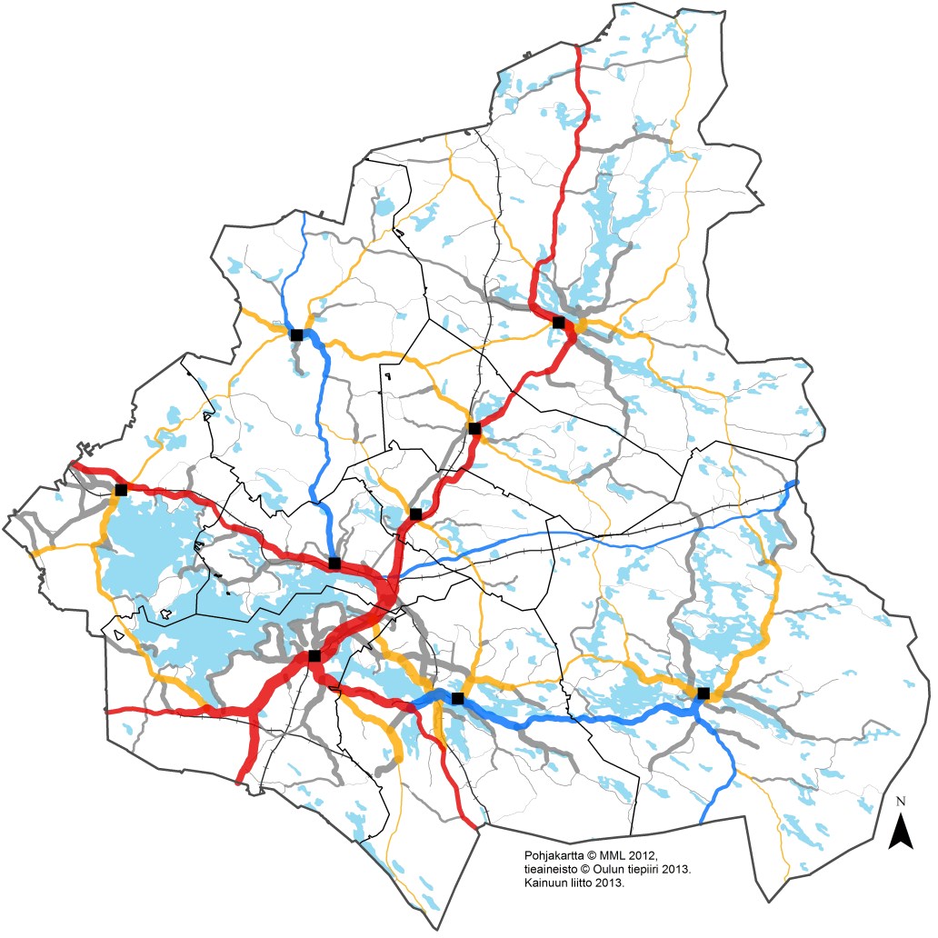 17 Kuva 7. Kainuun liikenneverkko 2013. 3.5.