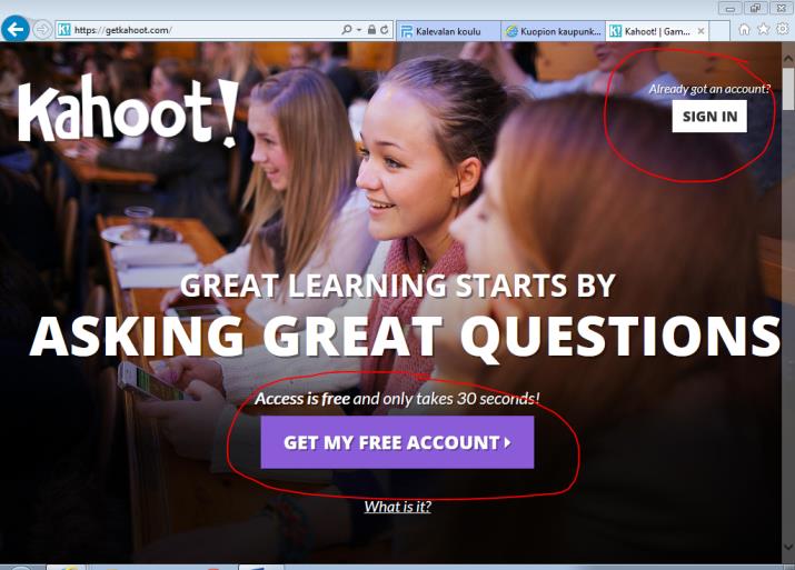 Kahoot! Kahoot! on internetselaimessa toimiva sovellus, jonka avulla voit pitää pieniä testejä/kokeita tai kysellä mielipiteitä.