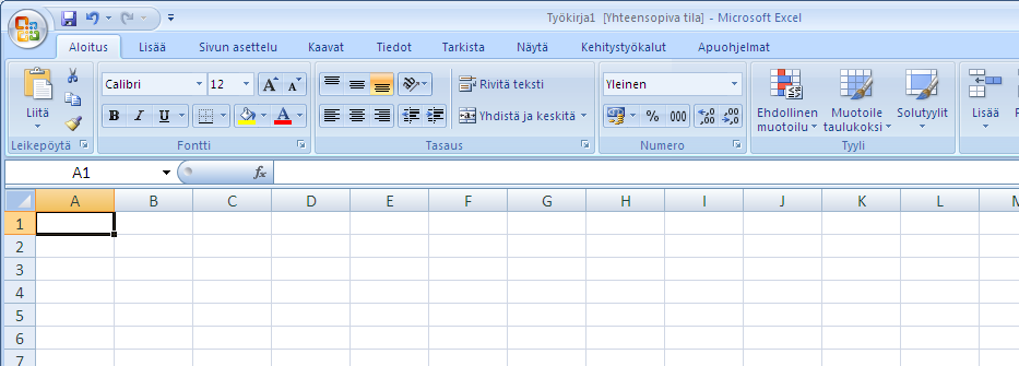 Yleistä Excel on taulukkolaskentaohjelma. Tämä tarkoittaa sitä että sillä voi laskea laajoja, paljon laskentatehoa vaativia asioita, esimerkiksi fysiikan laboratoriotöiden koetuloksia.