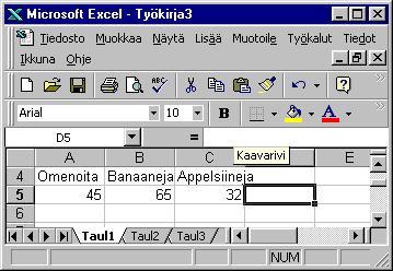 Tehtävä 6: Taulukoiden piirtäminen Toinen Excelin päätarkoitus on -lukuarvojen laskemisen ohella- taulukoiden piirtäminen.