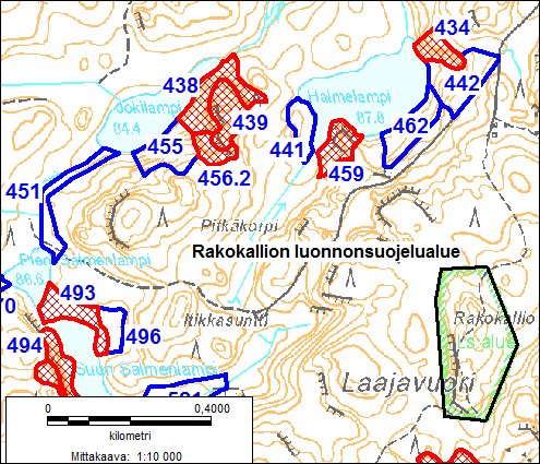 kuviot (siniset rajaukset ja numerot).