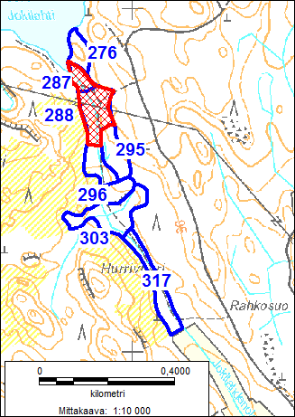 ANTTOLA RN:O 1:932 Hiehojärvi Kuviot 276, 287, 288, 294, 296, 303 ja 317, yhteensä noin 5,8 ha. Kaavoitus: ei kaavaa.