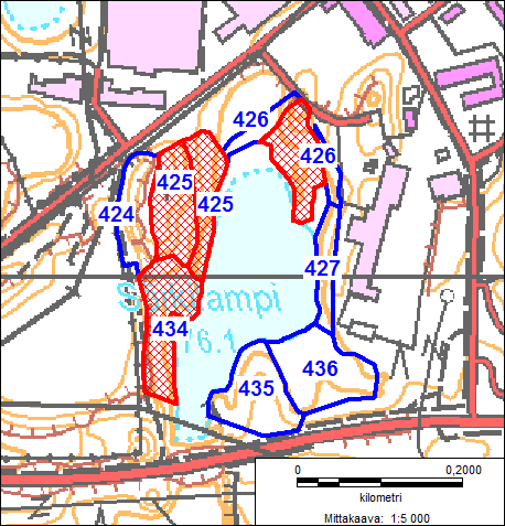 PURSIALA, RN:O 4:26 Särkilampi Kuviot 424 427 ja 434 436, yhteensä noin 5,9 ha. Kaavoitus: Asemakaavan virkistysalue (VL/S2).